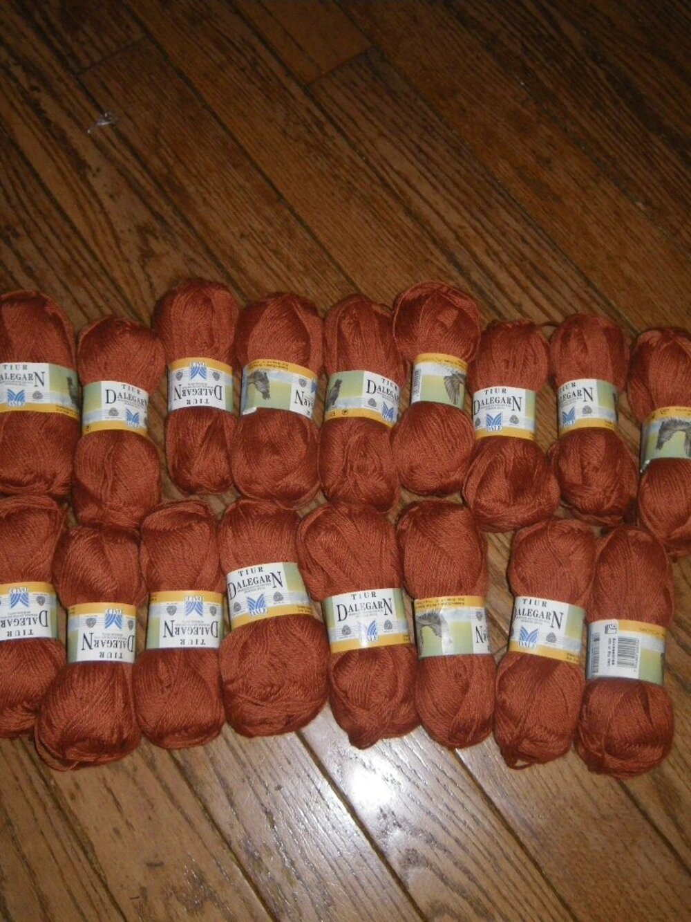 17 Small Skeins Tiur Dalegarn Mohair & Wool Blend Yarn Color Pumpkin 126 yds ea.